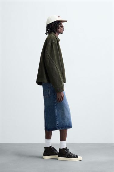 VESTE COUPE DÉCONTRACTÉE DÉLAVÉE - Kaki foncé de Zara - Image 3