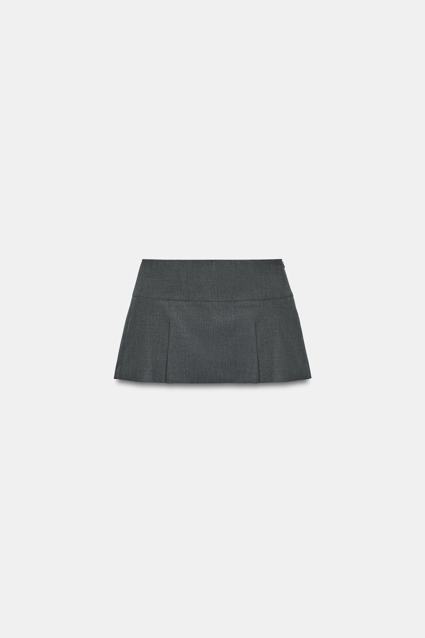 Женская юбка Zara Plaid Pleated Skirt, цвет: Тёмный серый — фото 6