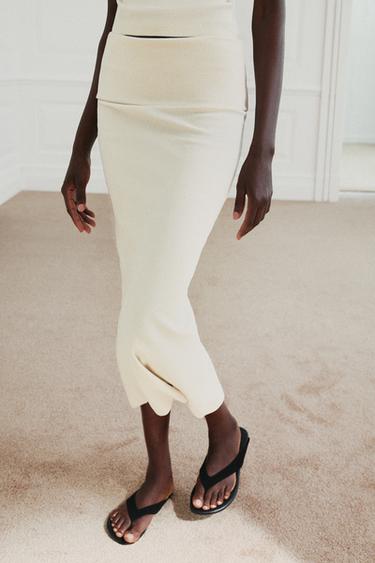 RUSTIC RIBBED SKIRT - Ecru by Zara - Image 1