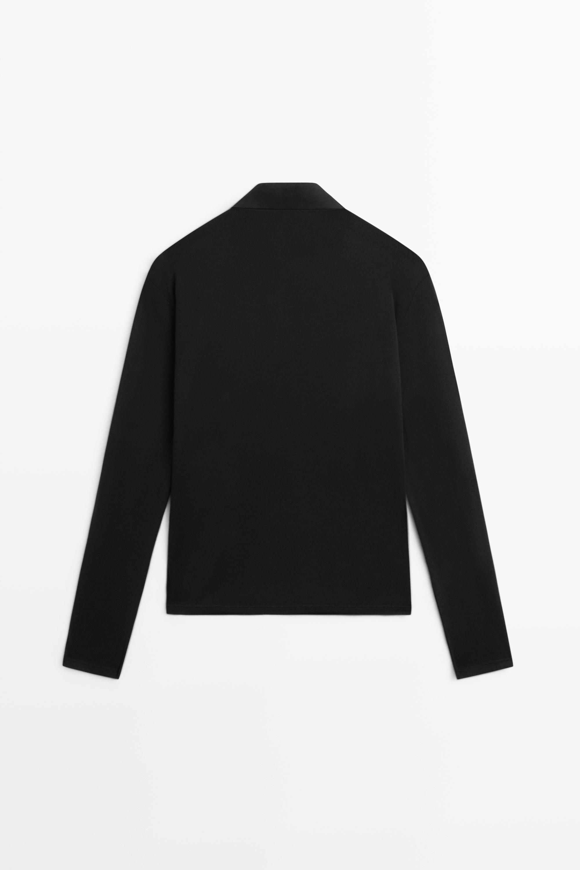 Long sleeve wool polo shirt