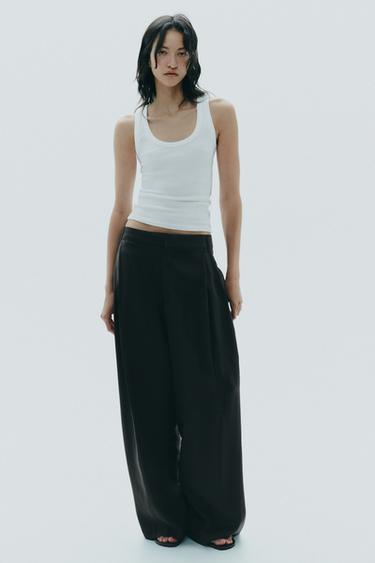 DOUBLE PLEAT TROUSERS WITH FLAPS - Black by Zara