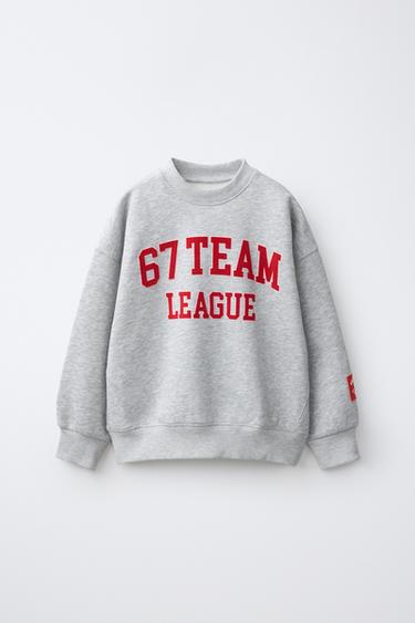 Zara TEAM SIX SEVEN FLOCK PRINT SWEATSHIRT - Gray marl