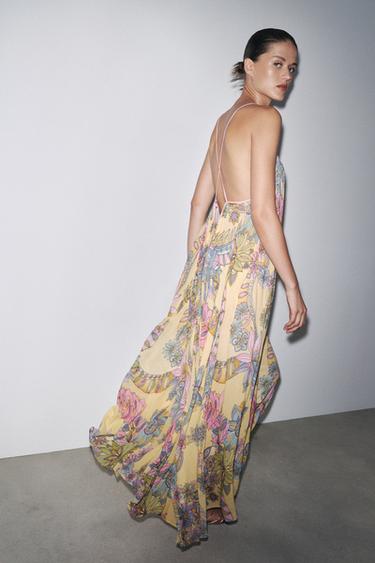 ZW COLLECTION LONG PRINTED DRESS - Yellow by Zara