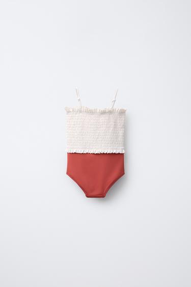 2-6 YEARS/ SWIMSUIT WITH ELASTIC AND BOWS - Terracotta by Zara - Image 1