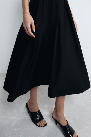 VESTIDO POPELÍN PLIEGUES ZW COLLECTION - Negro de Zara