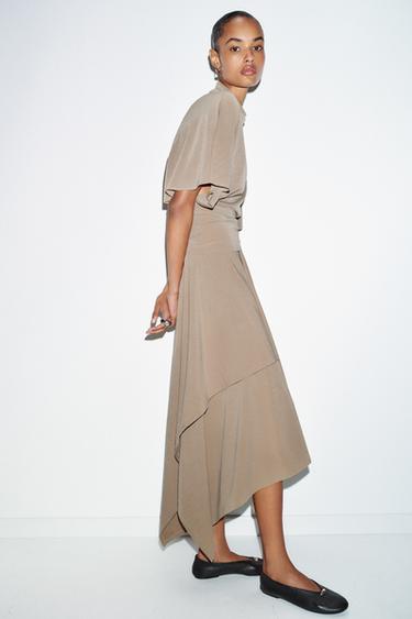 ASYMMETRIC FLOWING SKIRT - Sand by Zara - Image 3