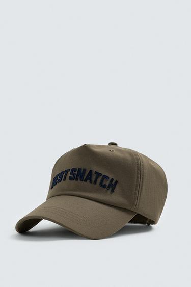 EMBROIDERED TEXT CAP - Khaki by Zara