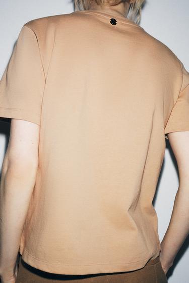 T-SHIRT WITH CONTRAST POCKET - camel by Zara - Image 1