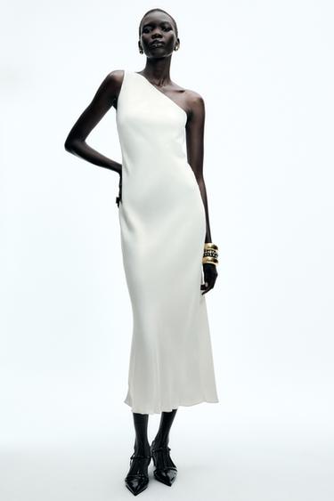 ZW COLLECTION ASYMMETRIC DRESS - Ecru by Zara