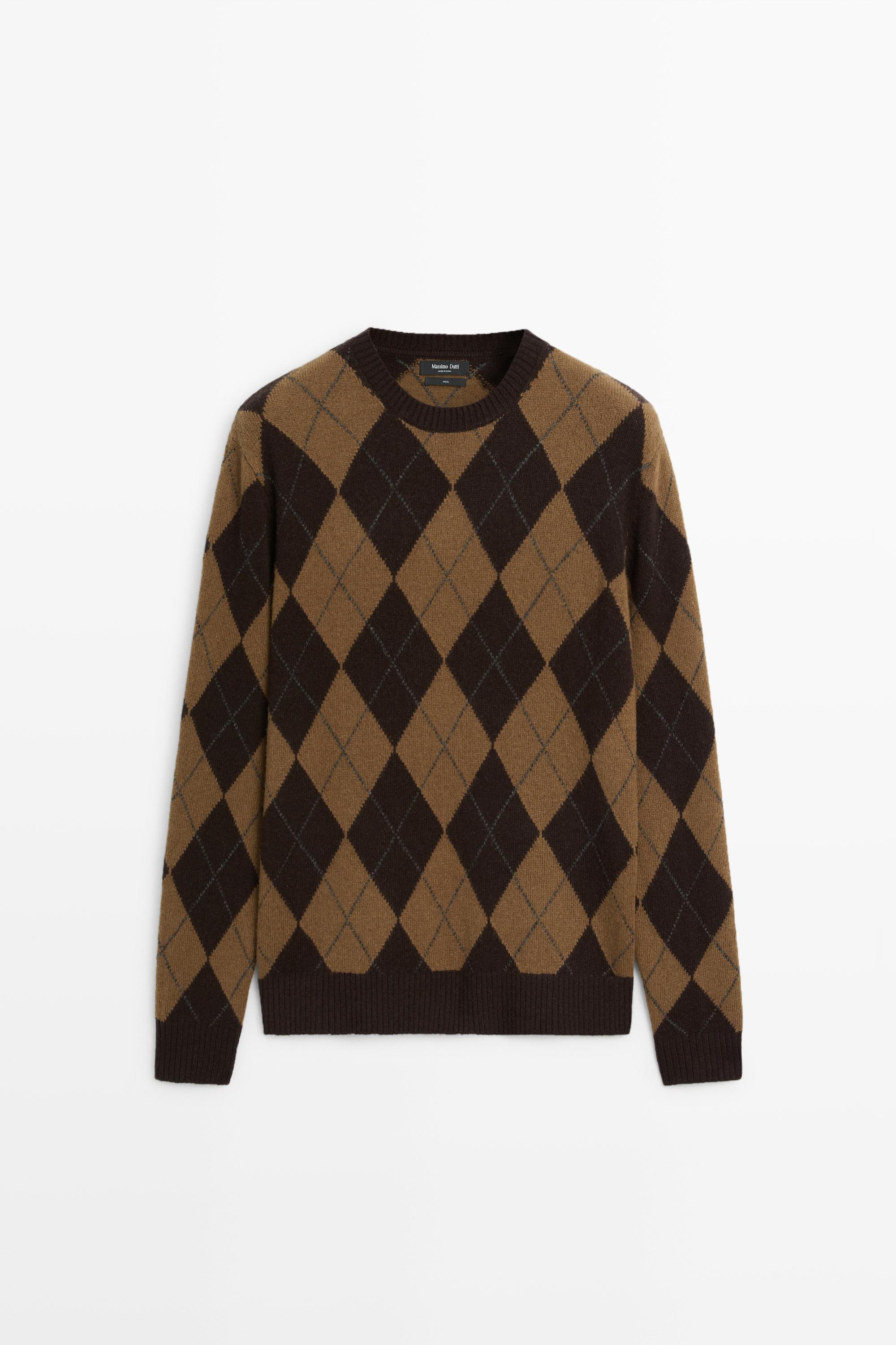 Pull à losanges en maille 100 % laine