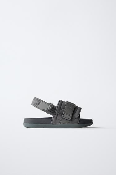 САНДАЛИ ОТ ТЕХНИЧЕСКИ ТЕКСТИЛ - Сив от Zara