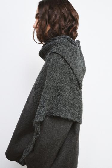 WOOL BLEND BLAZER WITH SCARF ZW COLLECTION - Dark grey by Zara - Image 5