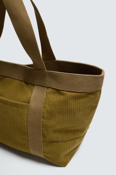 SAC SHOPPER EFFET CORDUROY - Vert kaki de Zara - Image 5