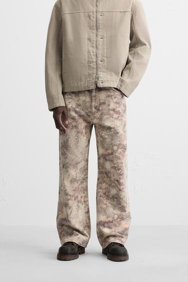 PANTALON À IMPRIMÉ CONTRASTÉ - brun de Zara - Image 1