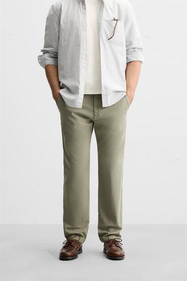 SLIM FIT CHINO TROUSERS - Light khaki by Zara