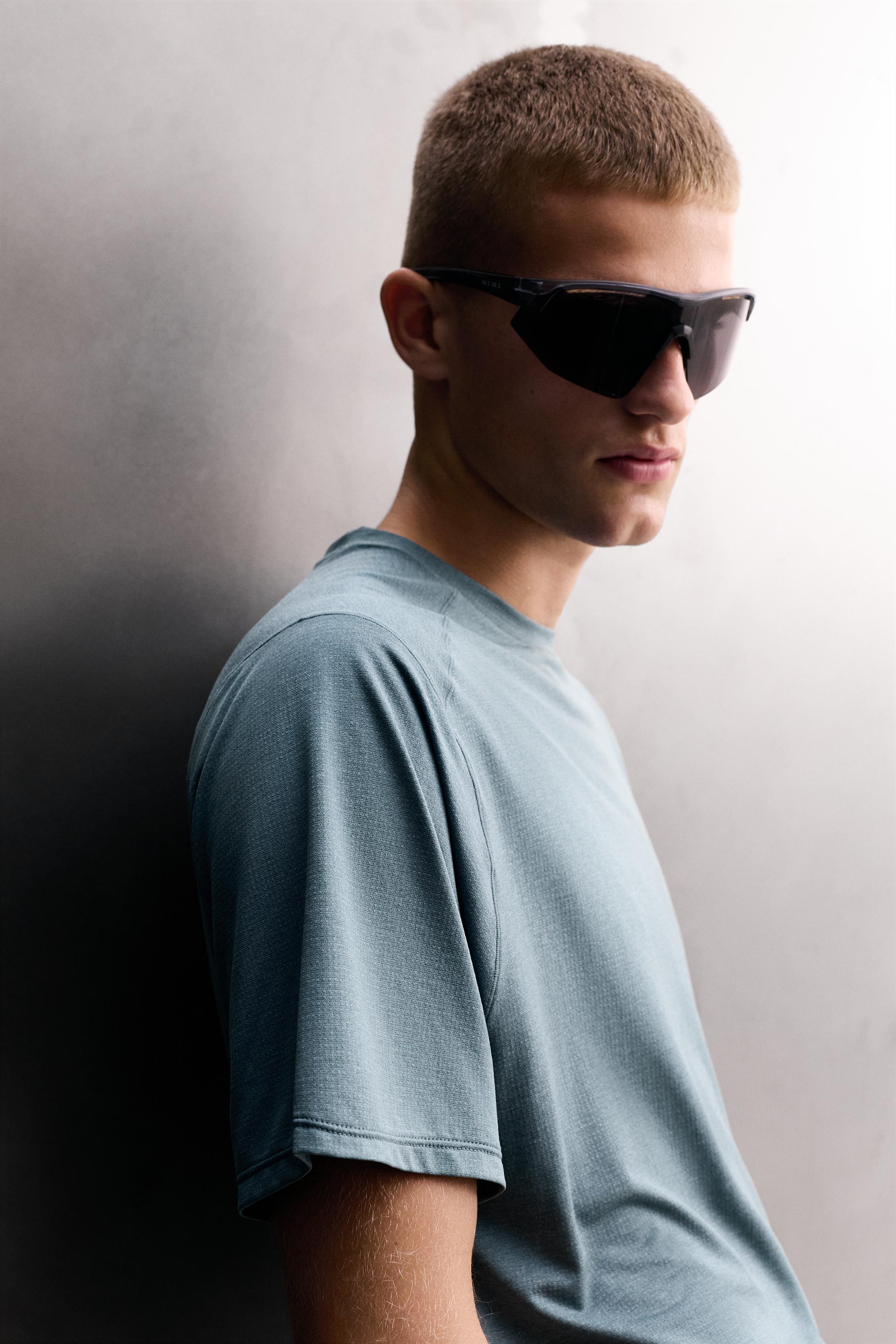 Мужские футболки Zara TEXTURED TECHNICAL T-SHIRT — фото 5