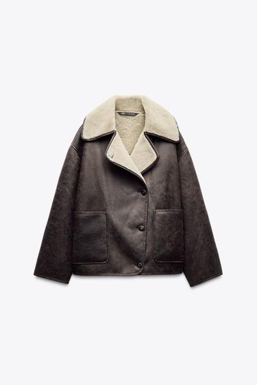 КУРТКА-ДУБЛЕНКА — ZW COLLECTION — Коричневый / Цвет небеленого полотна от Zara