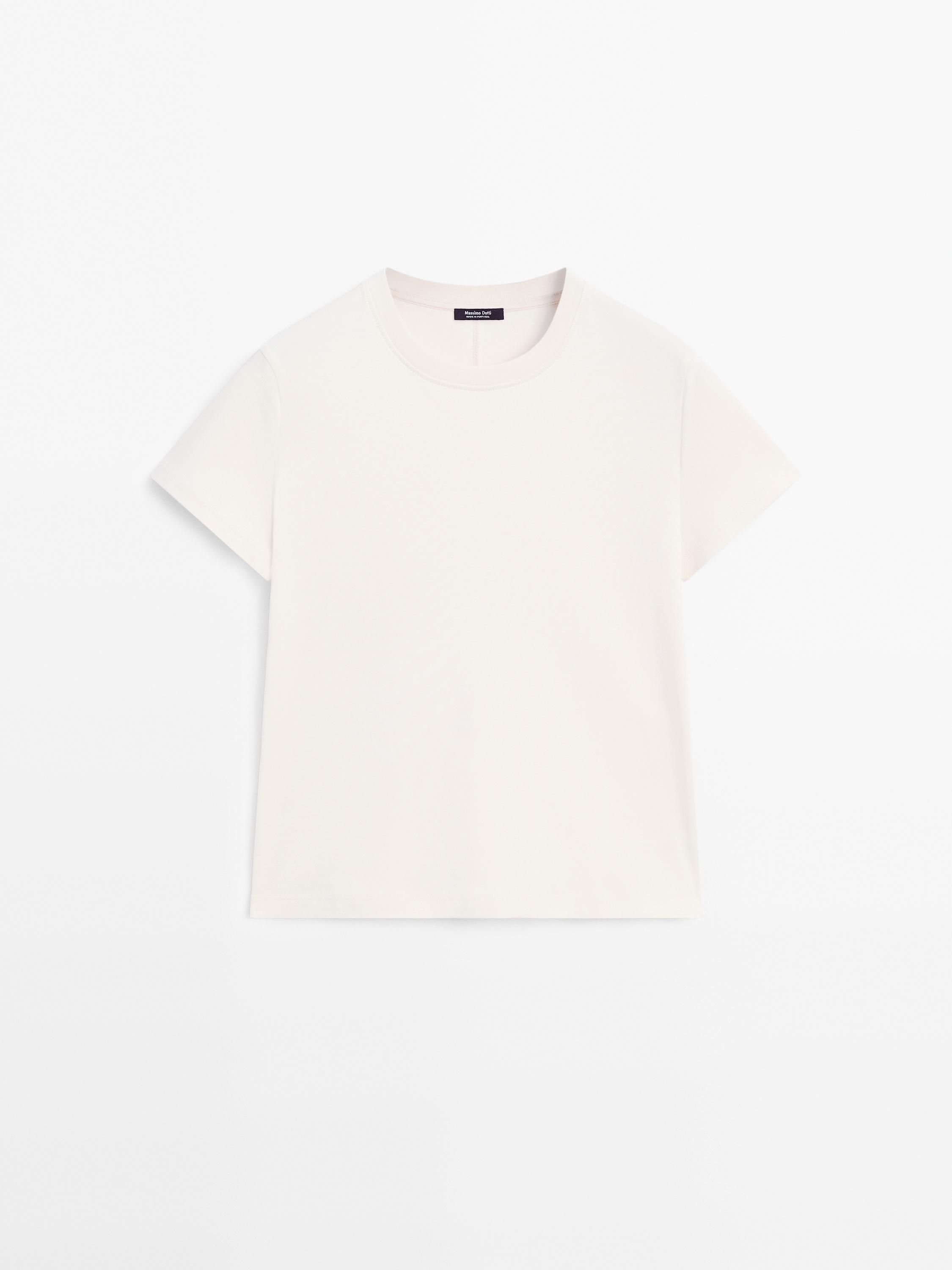 Heavy weight cotton T-shirt with seam detail - White / Pink