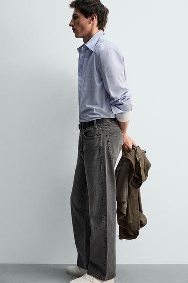 CHEMISE RELAXED FIT À CARREAUX - Bleu ciel de Zara - Image 5