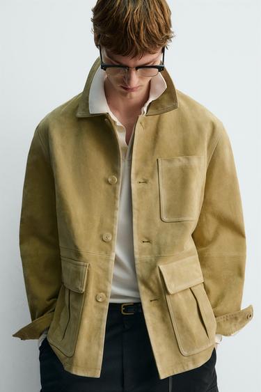 BLOUSON EN DAIM À POCHES - Jaune de Zara - Image 5
