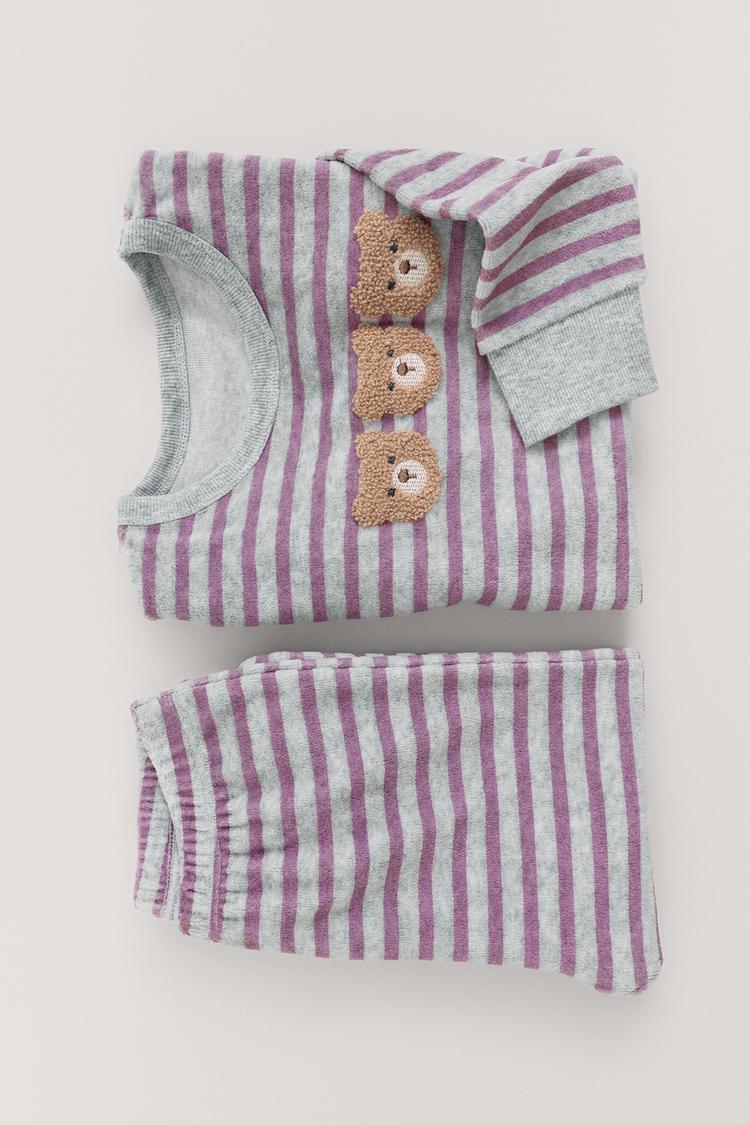 1 1 2 6 anos pijama velour rayas osos