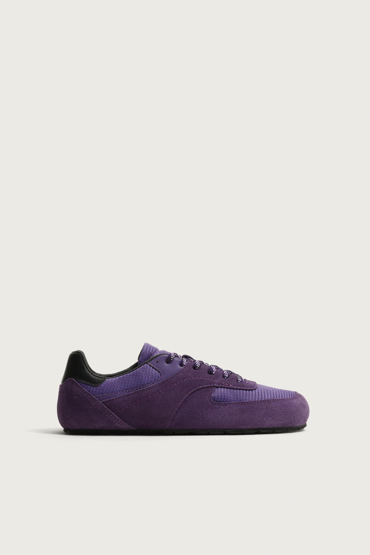 BAREFOOT LEATHER DETAIL SNEAKERS — Purple