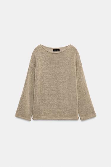KNIT BOAT NECK JUMPER - Sand by Zara - Image 7