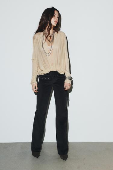 FLARE PAREO TROUSERS WITH STUDS - Black by Zara - Image 0