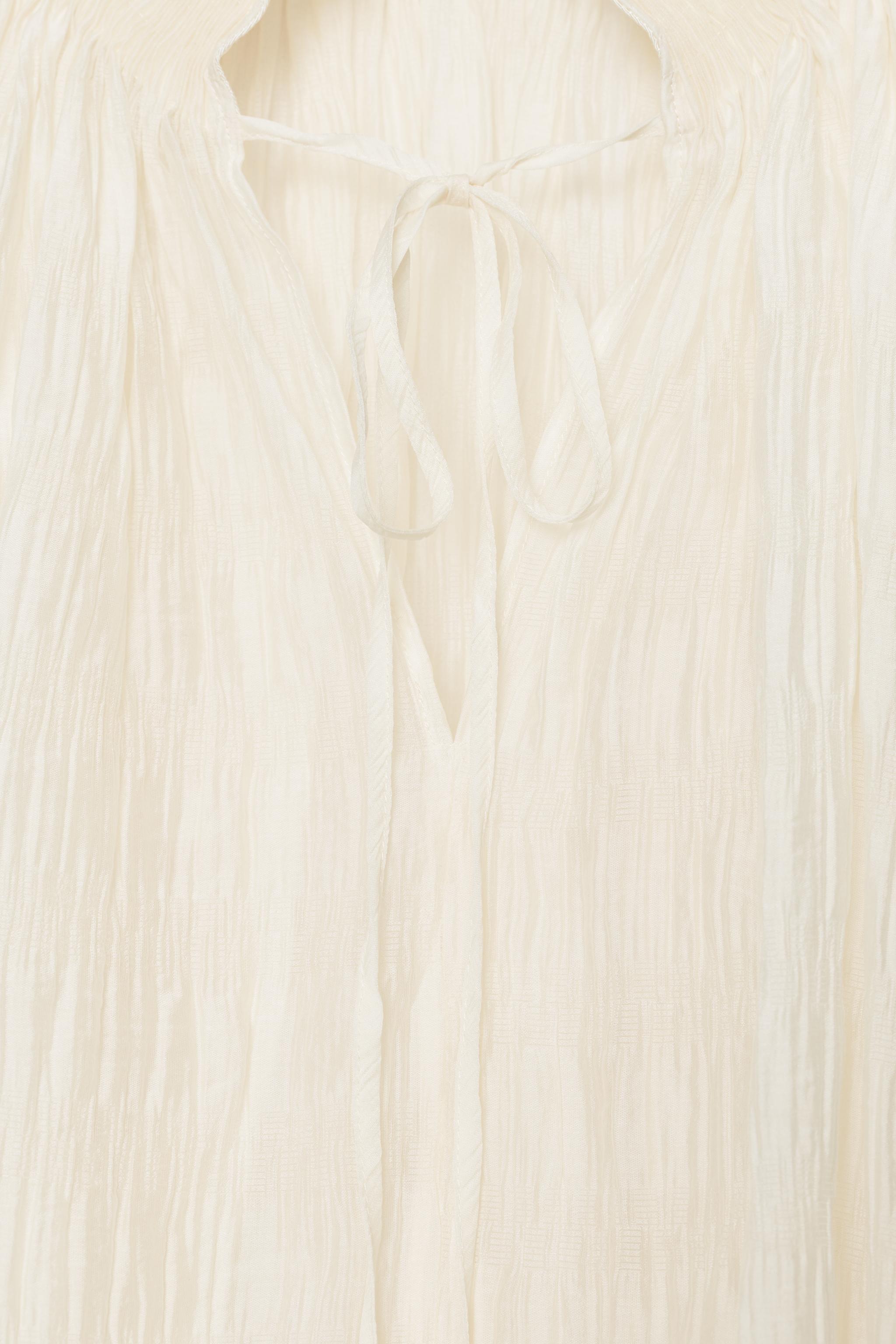 Zara ZW COLLECTION BÜZGÜLÜ LİYОSEL KARIŞIMLI BLUZ görsel 7