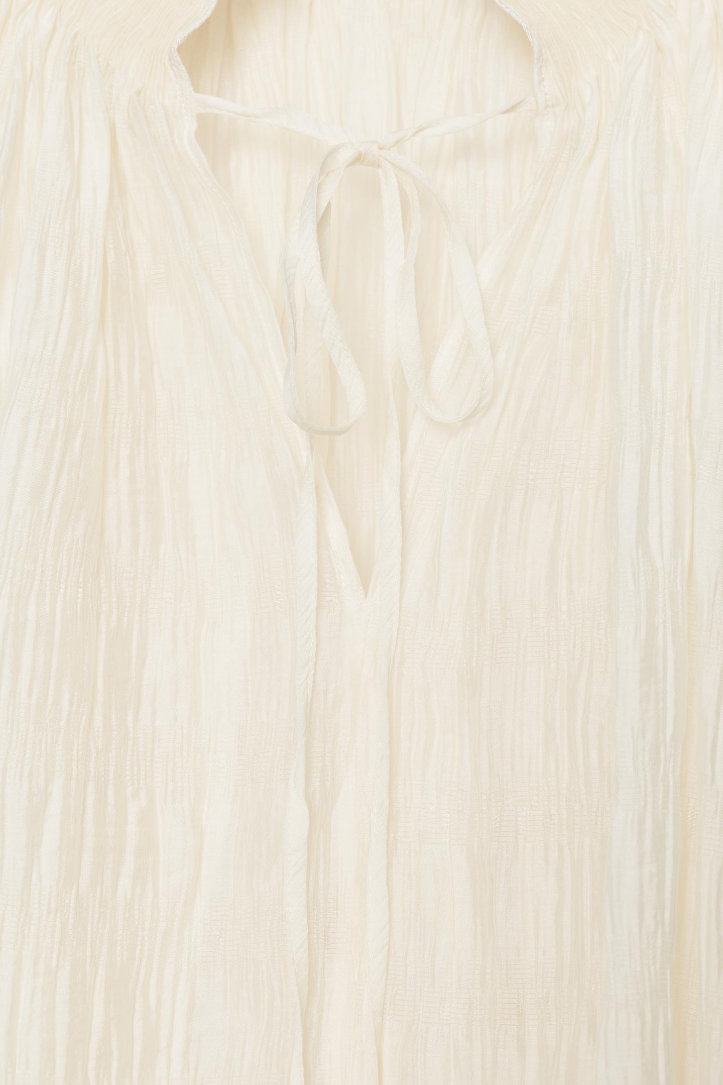 Женская блузка Zara ZW Collection Lyocell-Blend Ruched Blouse, цвет: Экрю — фото 7