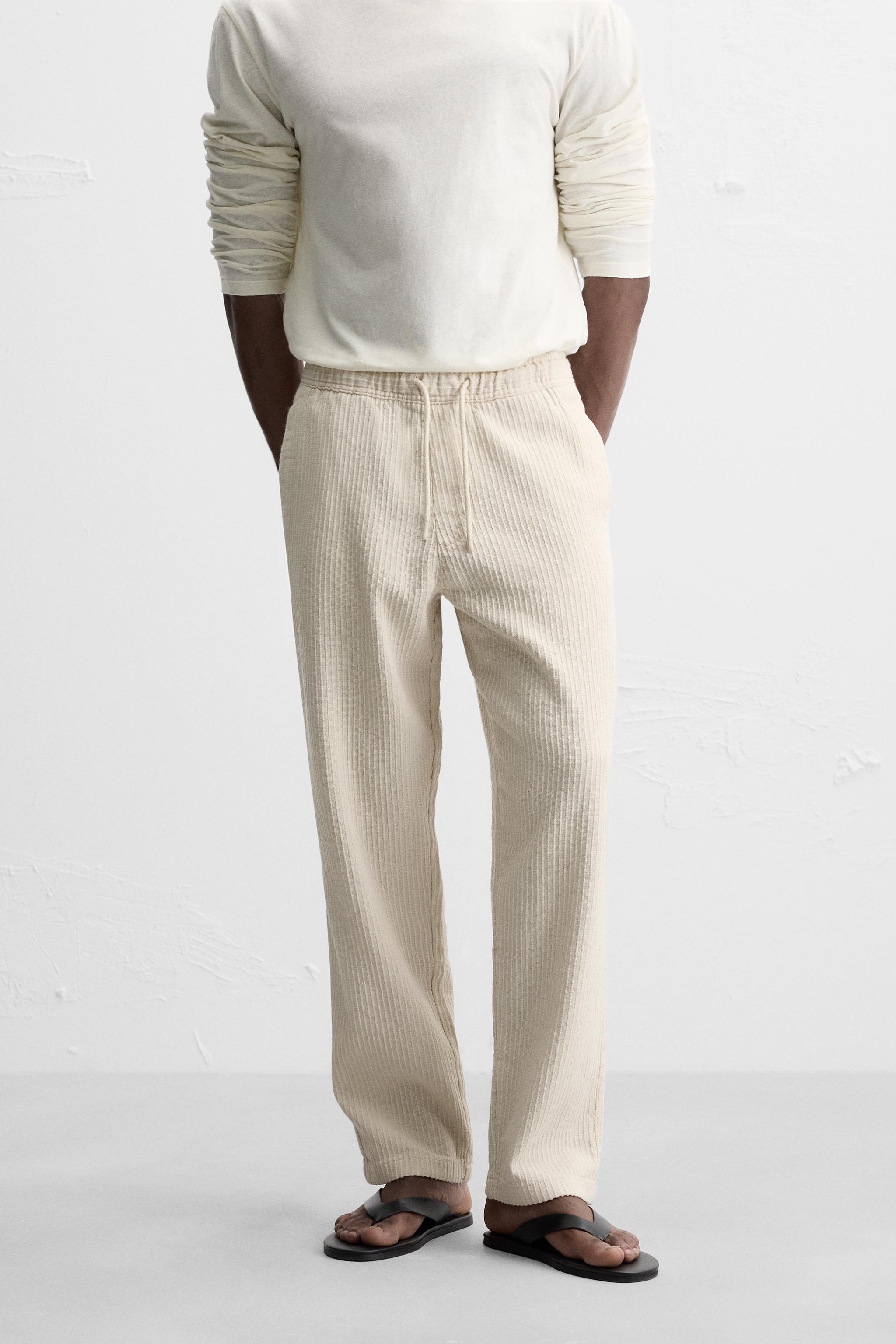 STRIPED JACQUARD PANTS - Ecru | ZARA United States