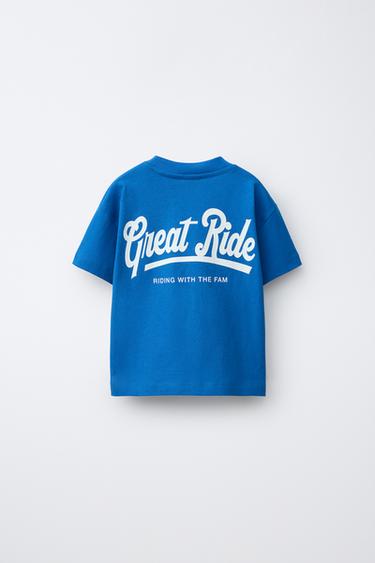 ФУТБОЛКА З ТЕКСТОВИМ ПРИНТОМ - Синюватий Zara