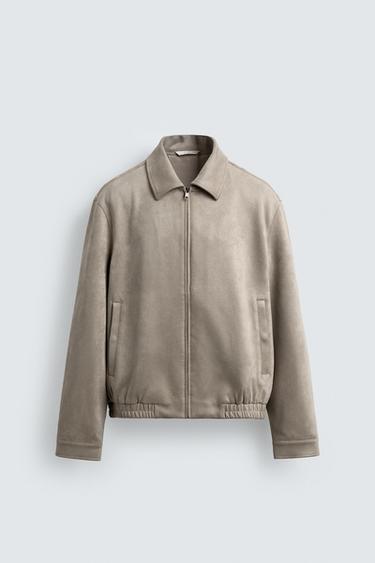 FAUX SUEDE JACKET - Light grey by Zara