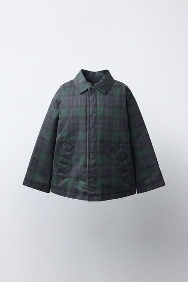 ВОЩЕНАЯ КУРТКА В КЛЕТКУ — МЯГКИЙ ЗЕЛЕНЫЙ от Zara