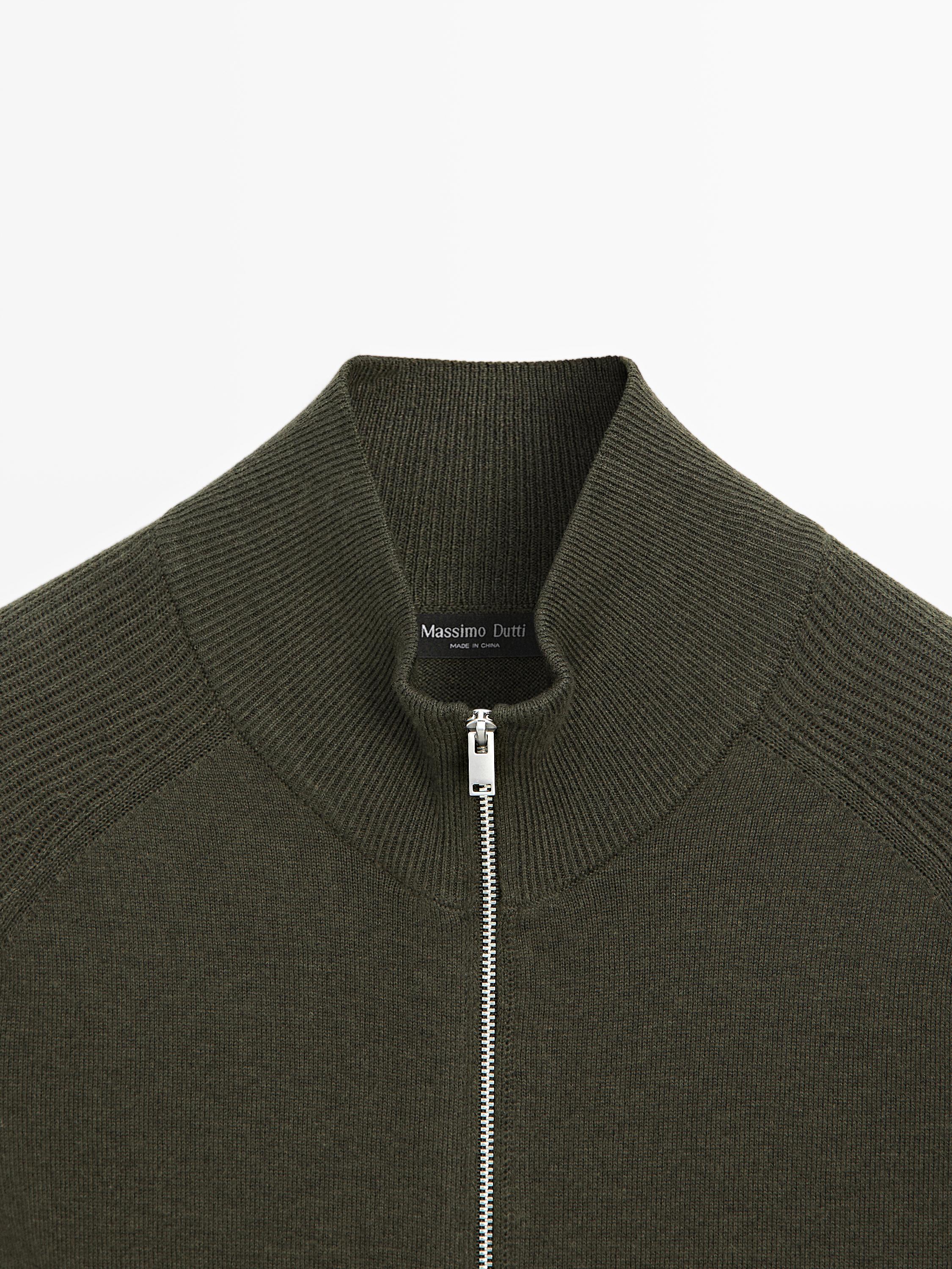 Knit cotton blend cardigan with raglan sleeves