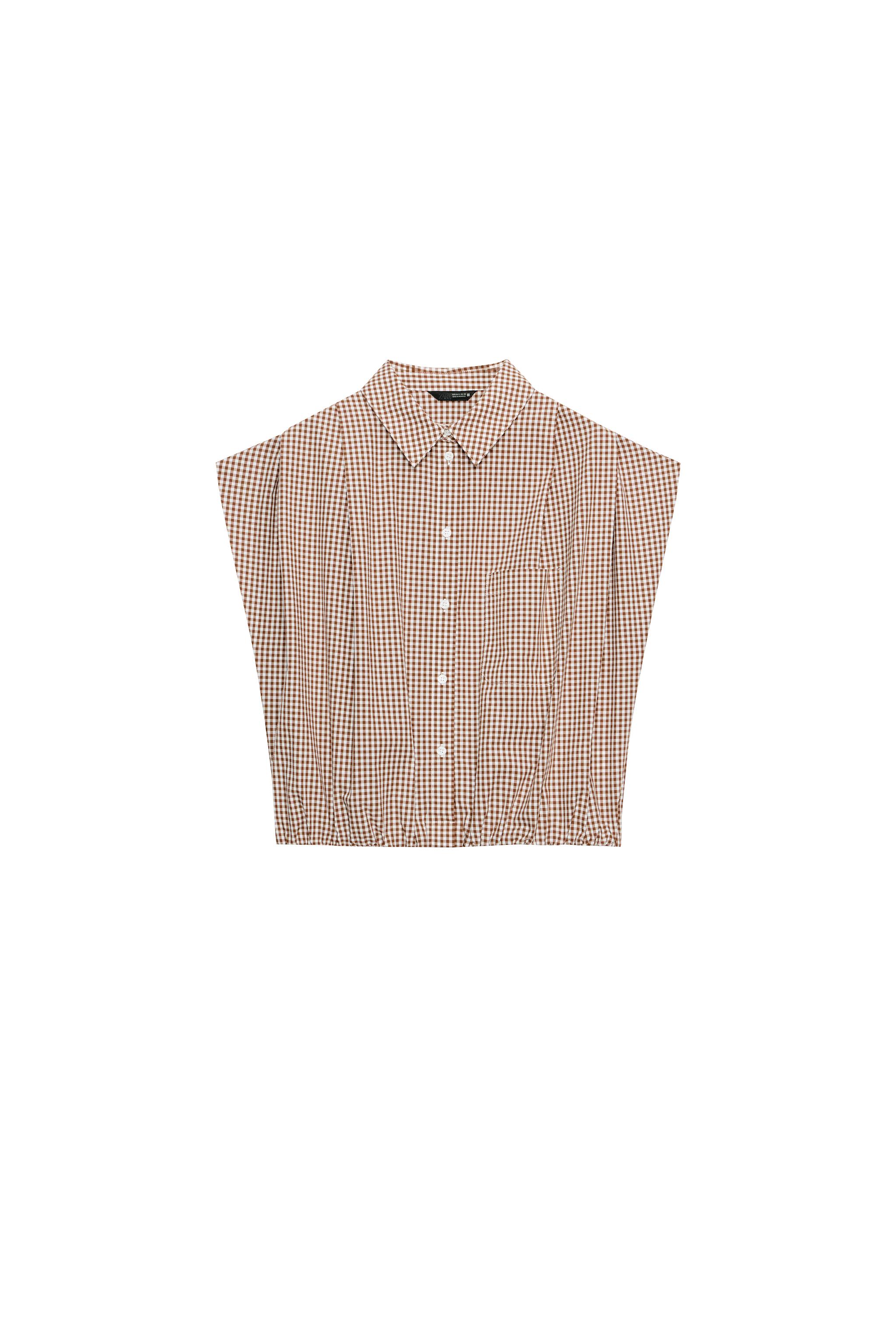 CROPPED GINGHAM SHIRT - Brown / White | ZARA United States