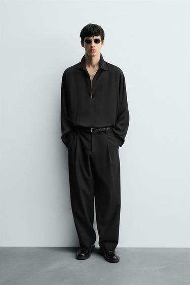 SATIN POLO SHIRT - Black by Zara - Image 0