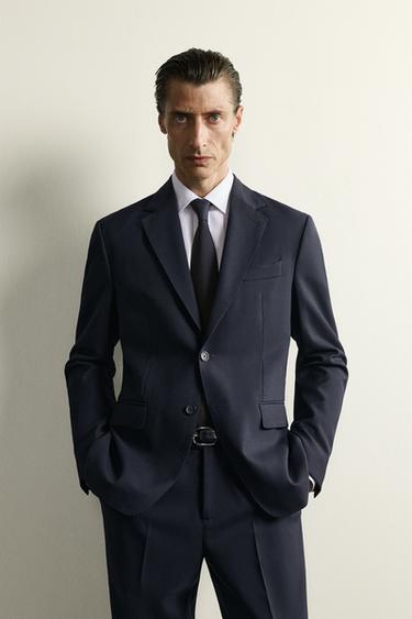100% WOOL SUIT BLAZER - Navy blue by Zara