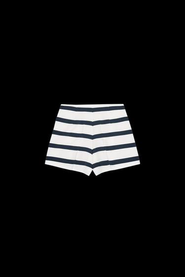STRIPED BERMUDA SHORTS WITH DARTS - White / Navy by Zara