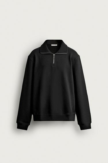 SUDADERA CUELLO CREMALLERA BÁSICA - Negro de Zara