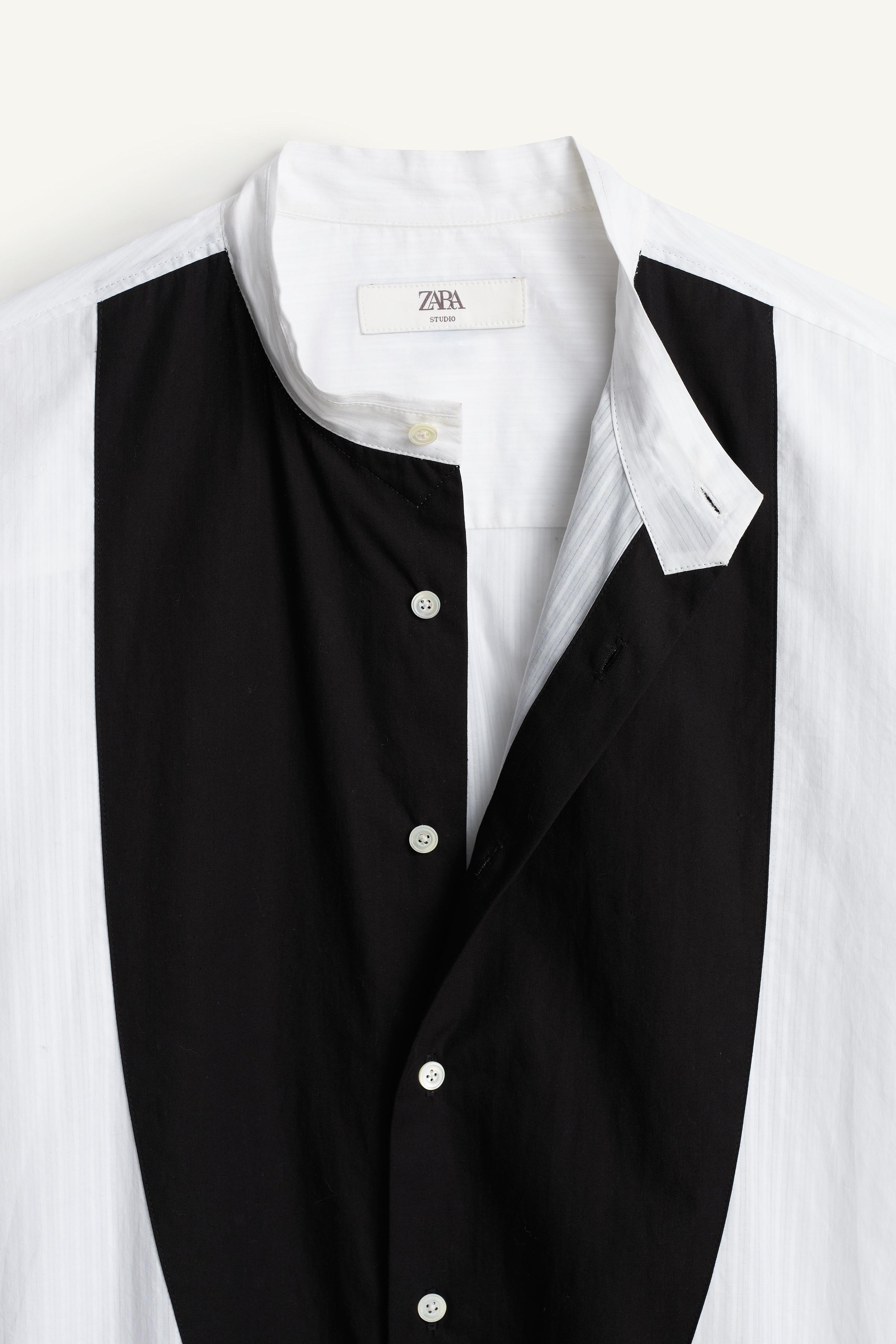 CHEMISE RELAXED FIT PLASTRON CONTRASTE