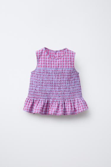 GINGHAM CHECK TOP - Lavender by Zara - Image 0