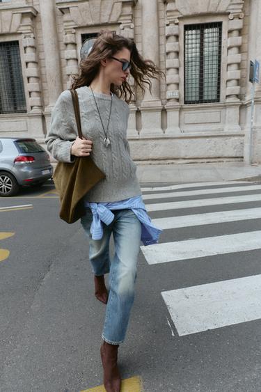 SOFT CABLE KNIT JUMPER - Light grey by Zara - Image 0
