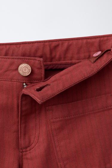 JEAN FLARE À RAYURES - Rouge de Zara - Image 2