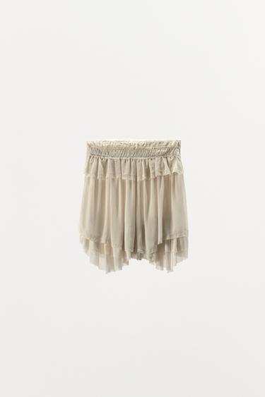 LIMITED EDITION GEORGETTE RUFFLE SKIRT - Oyster-white by Zara
