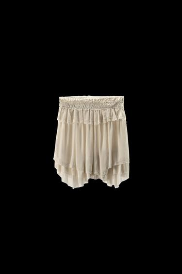 LIMITED EDITION GEORGETTE RUFFLE SKIRT - Oyster-white by Zara - Image 0