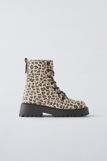 ANIMAL PRINT ANKLE BOOTS - Brown by Zara