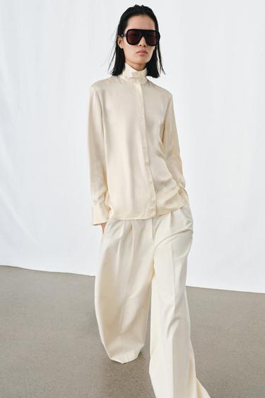 ZW COLLECTION SATIN FLOWING SHIRT - Ecru by Zara