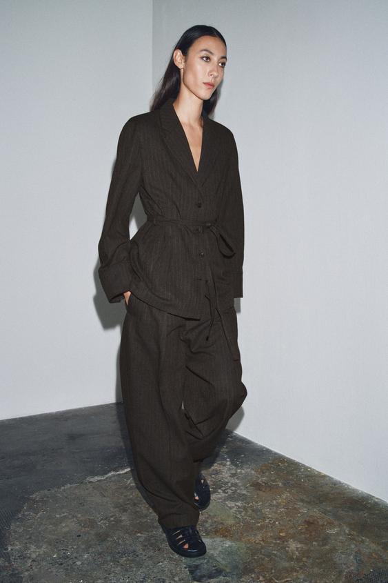 ZW COLLECTION HERRINGBONE PLEATED PANTS