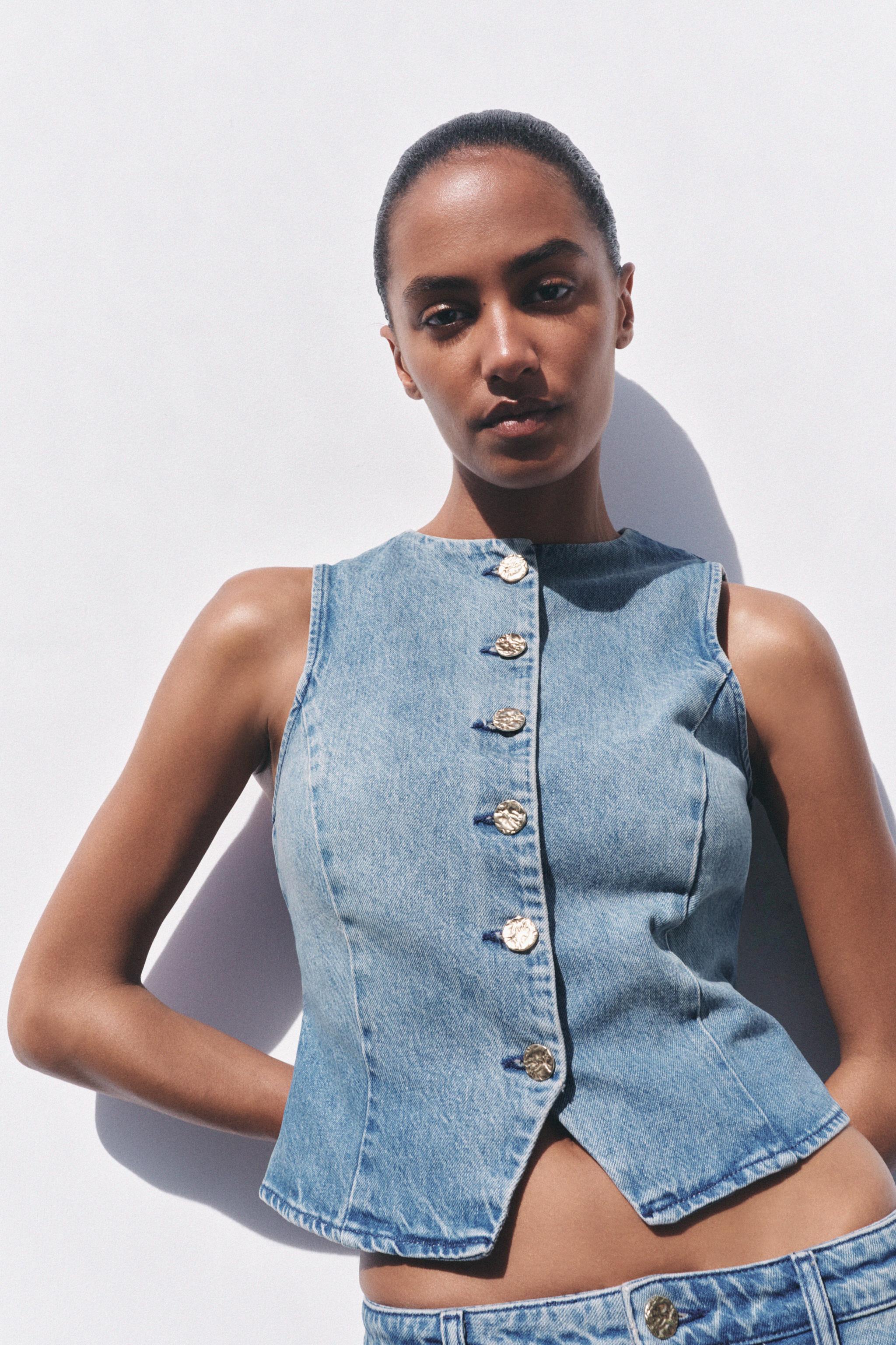 Z1975 DENIM VEST - Mid-blue | ZARA United States